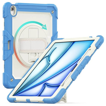 For iPad Air 13 (2024) Case Full Protection PC+Silicone Tablet Cover with Hand Strap+Shoulder Strap