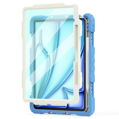 For iPad Air 13 (2024) Case Full Protection PC+Silicone Tablet Cover with Hand Strap+Shoulder Strap