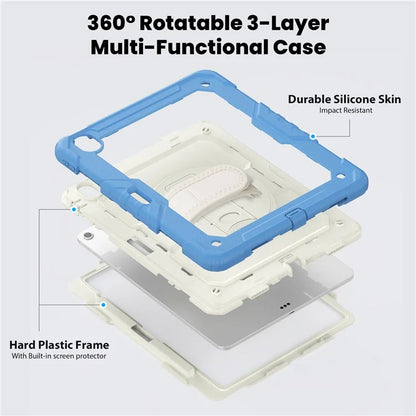 For iPad Air 13 (2024) Case Full Protection PC+Silicone Tablet Cover with Hand Strap+Shoulder Strap
