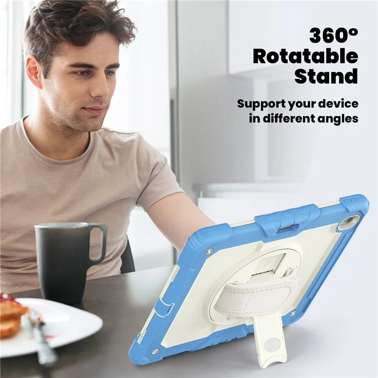 For iPad Air 13 (2024) Case Full Protection PC+Silicone Tablet Cover with Hand Strap+Shoulder Strap
