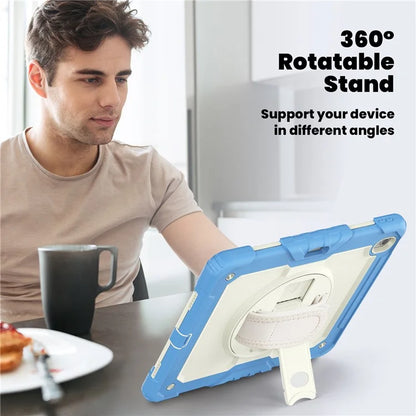For iPad Air 13 (2024) Case Full Protection PC+Silicone Tablet Cover with Hand Strap+Shoulder Strap