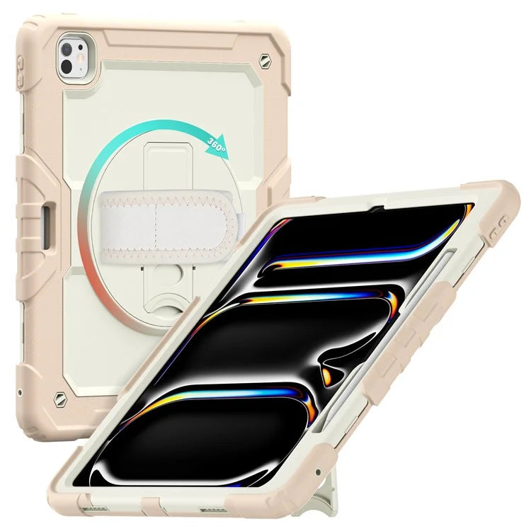 For iPad Pro 13 (2024) Case Kickstand PC+Silicone Tablet Cover with Screen Protector