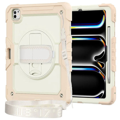For iPad Pro 13 (2024) Case Kickstand PC+Silicone Tablet Cover with Screen Protector