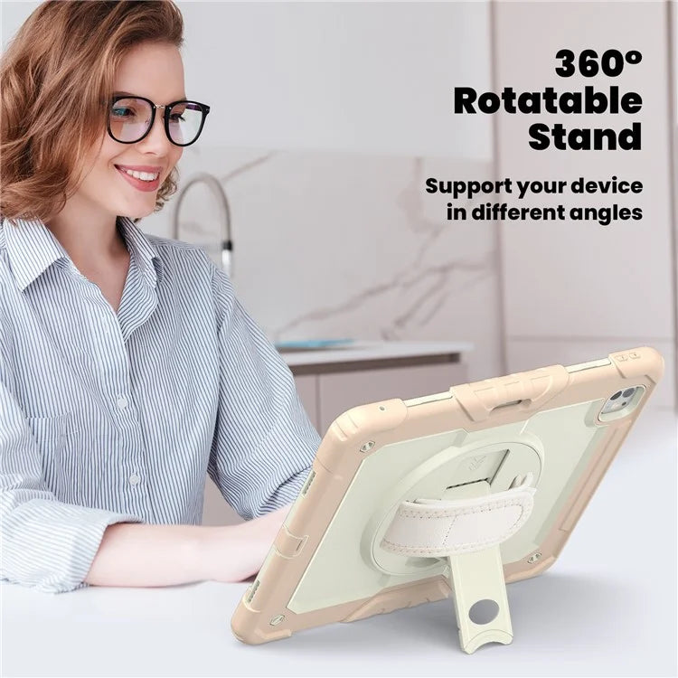 For iPad Pro 13 (2024) Case Kickstand PC+Silicone Tablet Cover with Screen Protector