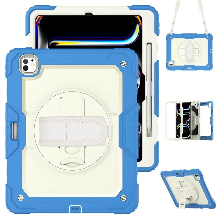 For iPad Pro 13 (2024) Case Kickstand PC+Silicone Tablet Cover with Screen Protector