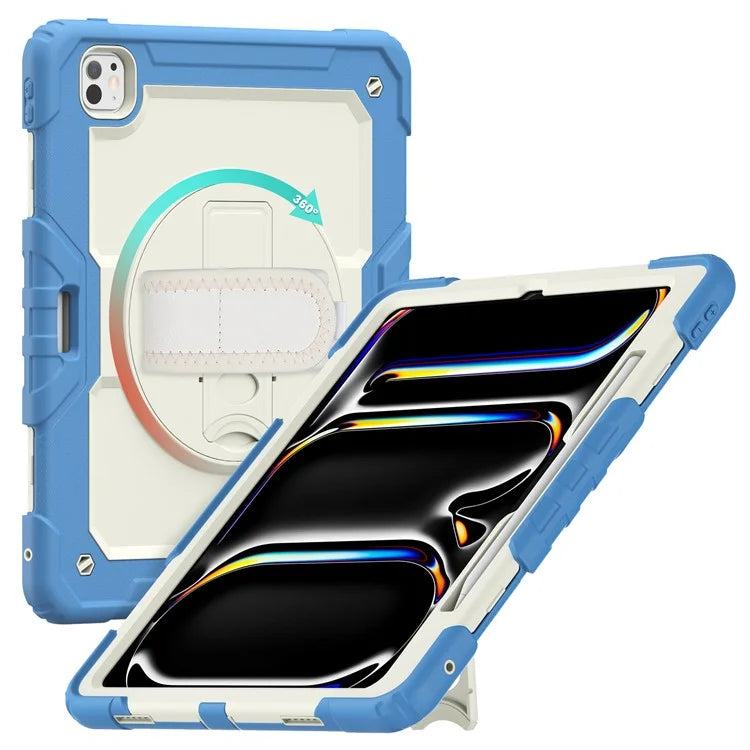 For iPad Pro 13 (2024) Case Kickstand PC+Silicone Tablet Cover with Screen Protector