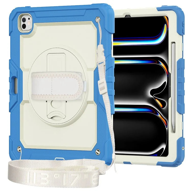 For iPad Pro 13 (2024) Case Kickstand PC+Silicone Tablet Cover with Screen Protector