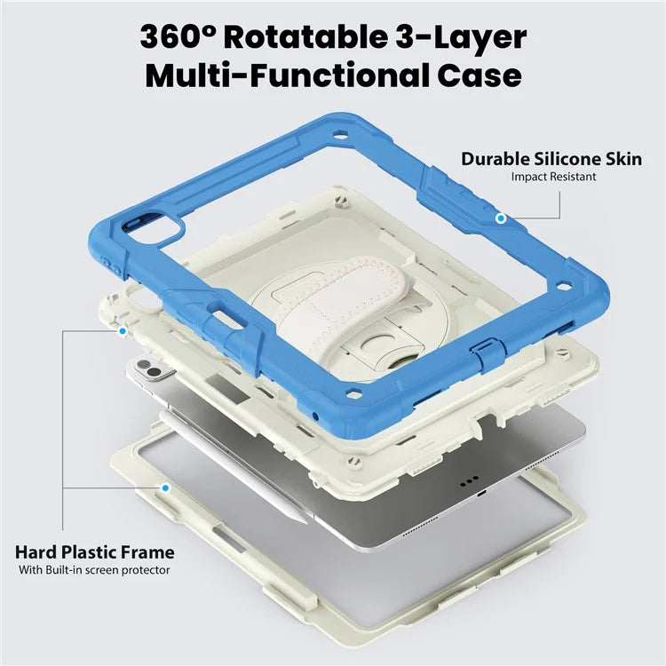 For iPad Pro 13 (2024) Case Kickstand PC+Silicone Tablet Cover with Screen Protector