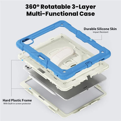 For iPad Pro 13 (2024) Case Kickstand PC+Silicone Tablet Cover with Screen Protector