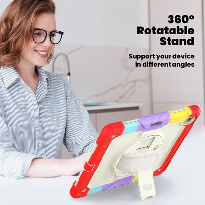 For iPad Air 13 (2024) Case Hand Strap Kickstand PC+Silicone Tablet Cover with PET Screen Film
