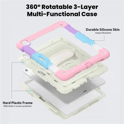 For iPad Air 13 (2024) Case Hand Strap Kickstand PC+Silicone Tablet Cover with PET Screen Film