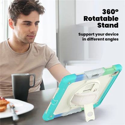 For iPad Air 13 (2024) Case Hand Strap Kickstand PC+Silicone Tablet Cover with PET Screen Film
