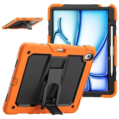For iPad Air 13 (2024) Case PC+Silicone Kickstand Pen Slot Tablet Cover with Shoulder Strap