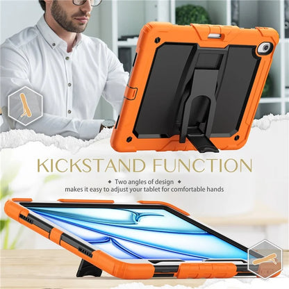 For iPad Air 13 (2024) Case PC+Silicone Kickstand Pen Slot Tablet Cover with Shoulder Strap