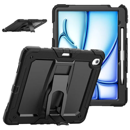 For iPad Air 13 (2024) Case PC+Silicone Kickstand Pen Slot Tablet Cover with Shoulder Strap