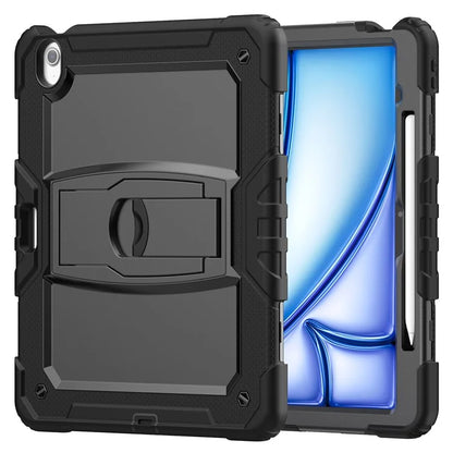 For iPad Air 13 (2024) Case PC+Silicone Kickstand Pen Slot Tablet Cover with Shoulder Strap