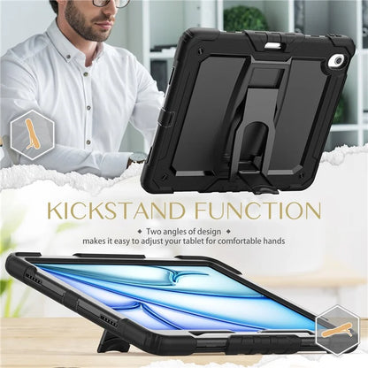 For iPad Air 13 (2024) Case PC+Silicone Kickstand Pen Slot Tablet Cover with Shoulder Strap