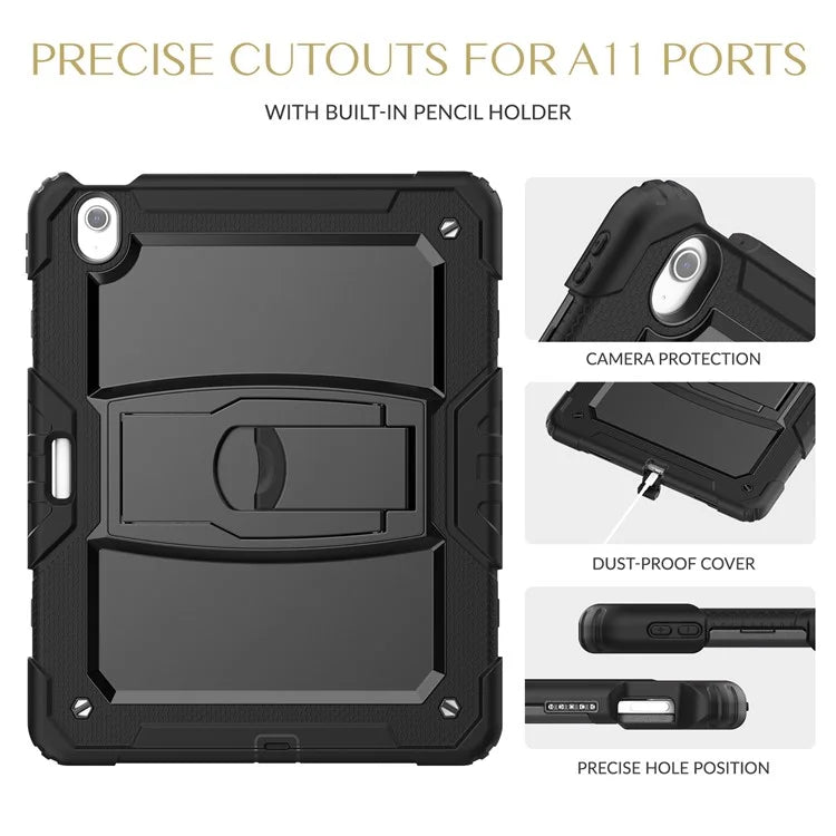 For iPad Air 13 (2024) Case PC+Silicone Kickstand Pen Slot Tablet Cover with Shoulder Strap