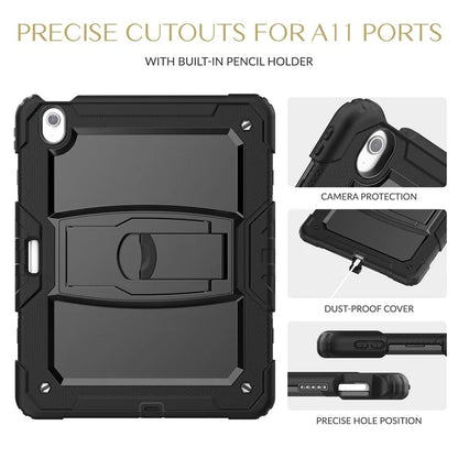 For iPad Air 13 (2024) Case PC+Silicone Kickstand Pen Slot Tablet Cover with Shoulder Strap