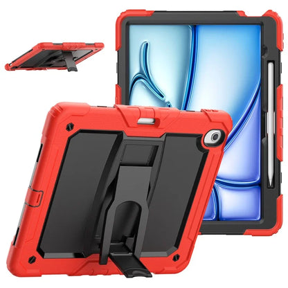 For iPad Air 13 (2024) Case PC+Silicone Kickstand Pen Slot Tablet Cover with Shoulder Strap