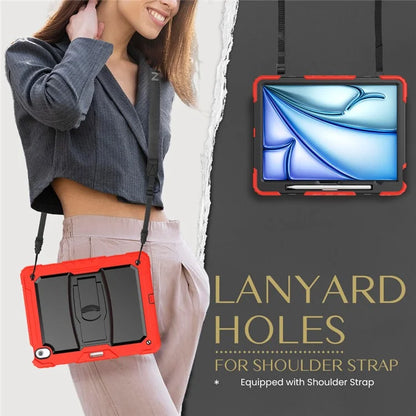 For iPad Air 13 (2024) Case PC+Silicone Kickstand Pen Slot Tablet Cover with Shoulder Strap