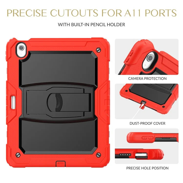 For iPad Air 13 (2024) Case PC+Silicone Kickstand Pen Slot Tablet Cover with Shoulder Strap
