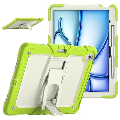 For iPad Air 13 (2024) Case PC+Silicone Kickstand Pen Slot Tablet Cover with Shoulder Strap