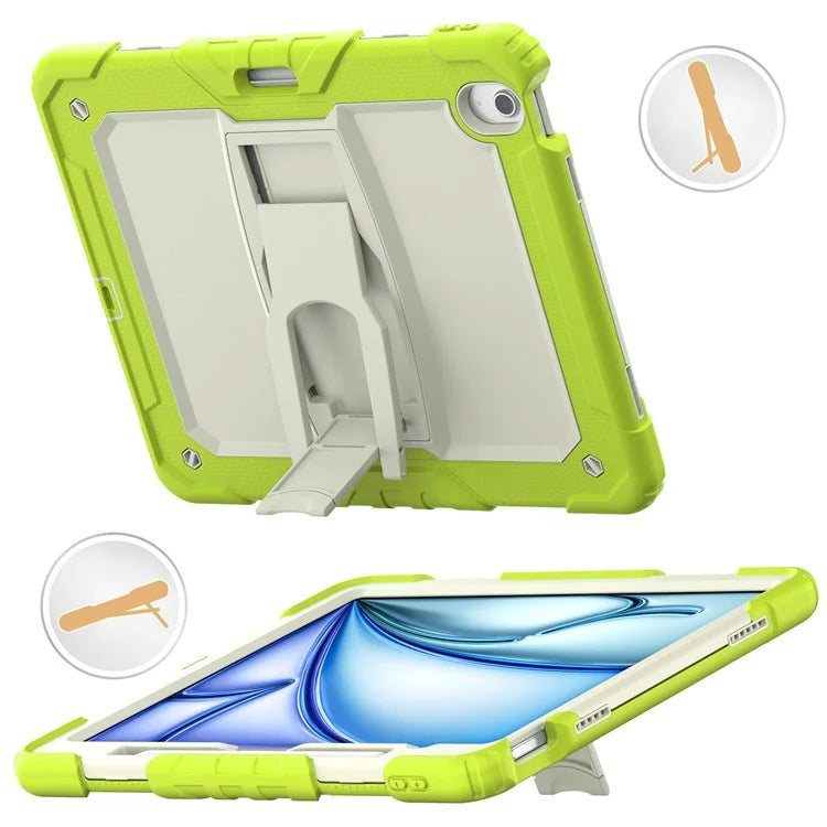 For iPad Air 13 (2024) Case PC+Silicone Kickstand Pen Slot Tablet Cover with Shoulder Strap