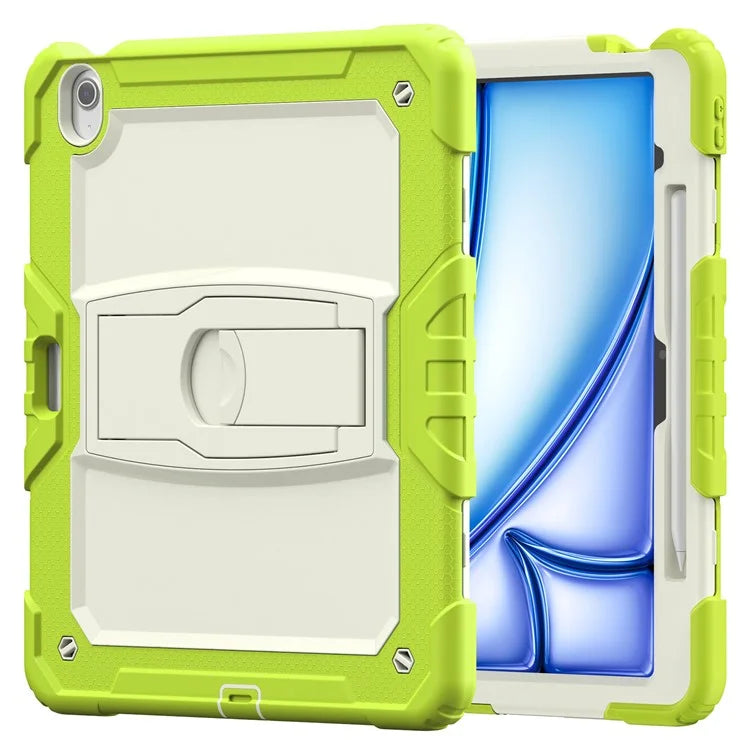 For iPad Air 13 (2024) Case PC+Silicone Kickstand Pen Slot Tablet Cover with Shoulder Strap