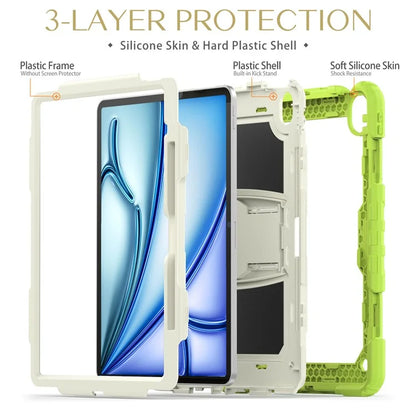 For iPad Air 13 (2024) Case PC+Silicone Kickstand Pen Slot Tablet Cover with Shoulder Strap