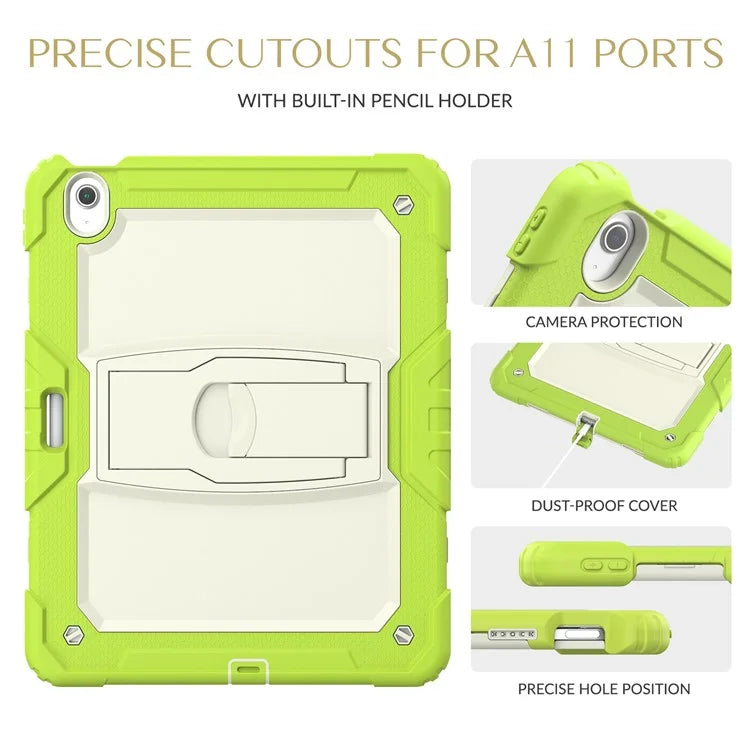 For iPad Air 13 (2024) Case PC+Silicone Kickstand Pen Slot Tablet Cover with Shoulder Strap