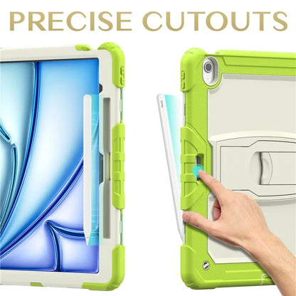 For iPad Air 13 (2024) Case PC+Silicone Kickstand Pen Slot Tablet Cover with Shoulder Strap