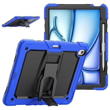 For iPad Air 13 (2024) Case PC+Silicone Kickstand Pen Slot Tablet Cover with Shoulder Strap