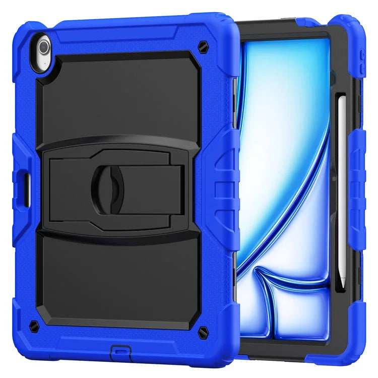 For iPad Air 13 (2024) Case PC+Silicone Kickstand Pen Slot Tablet Cover with Shoulder Strap
