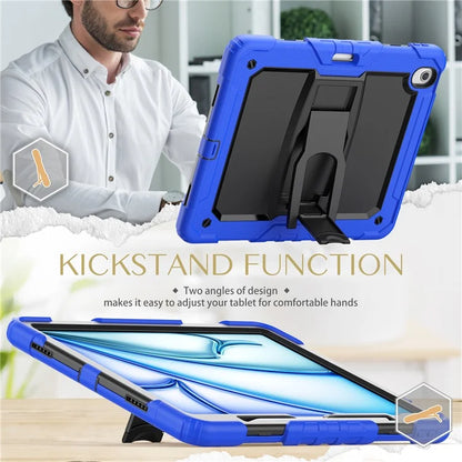For iPad Air 13 (2024) Case PC+Silicone Kickstand Pen Slot Tablet Cover with Shoulder Strap
