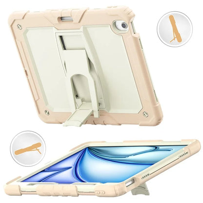 For iPad Air 13 (2024) Case PC+Silicone Kickstand Pen Slot Tablet Cover with Shoulder Strap