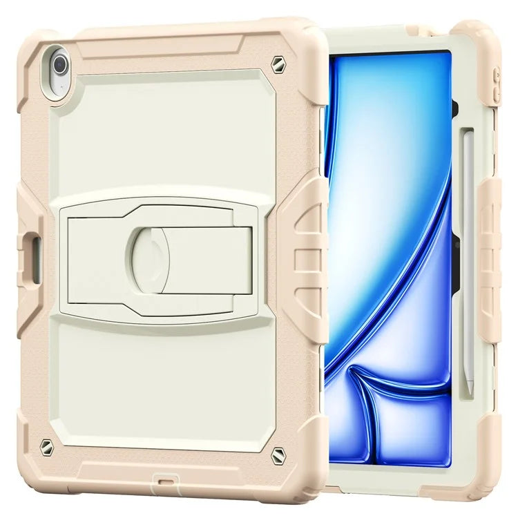 For iPad Air 13 (2024) Case PC+Silicone Kickstand Pen Slot Tablet Cover with Shoulder Strap
