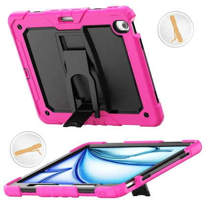 For iPad Air 13 (2024) Case PC+Silicone Kickstand Pen Slot Tablet Cover with Shoulder Strap