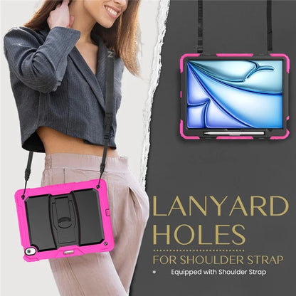 For iPad Air 13 (2024) Case PC+Silicone Kickstand Pen Slot Tablet Cover with Shoulder Strap