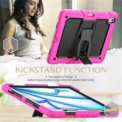 For iPad Air 13 (2024) Case PC+Silicone Kickstand Pen Slot Tablet Cover with Shoulder Strap