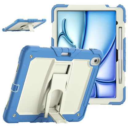 For iPad Air 13 (2024) Case PC+Silicone Kickstand Pen Slot Tablet Cover with Shoulder Strap