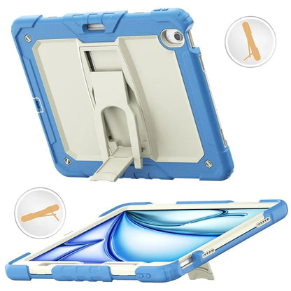 For iPad Air 13 (2024) Case PC+Silicone Kickstand Pen Slot Tablet Cover with Shoulder Strap