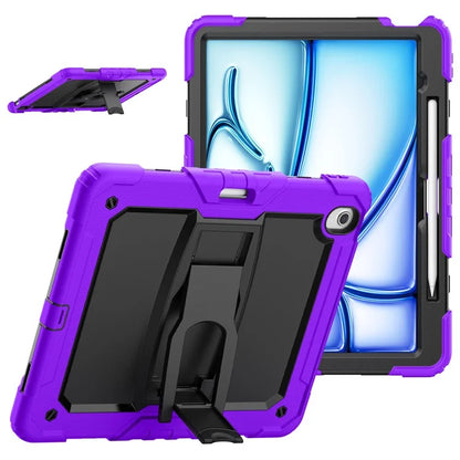 For iPad Air 13 (2024) Case PC+Silicone Kickstand Pen Slot Tablet Cover with Shoulder Strap