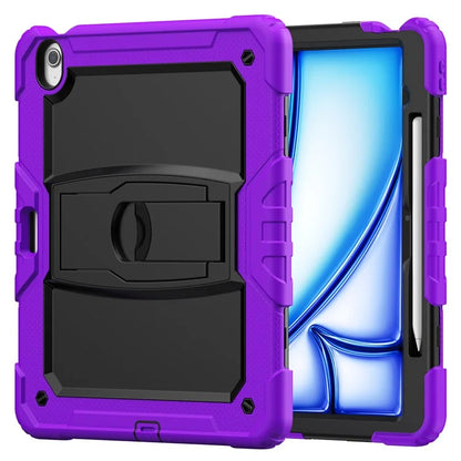 For iPad Air 13 (2024) Case PC+Silicone Kickstand Pen Slot Tablet Cover with Shoulder Strap
