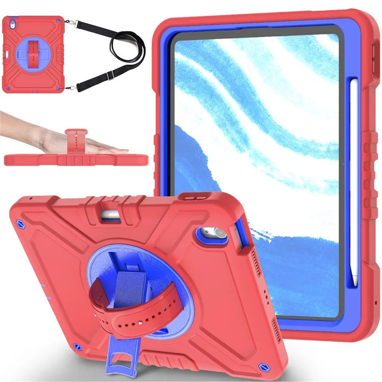 X-Shaped Series for iPad Air 11 (2024) Case Kickstand PC+Silicone Tablet Cover with Shoulder Strap