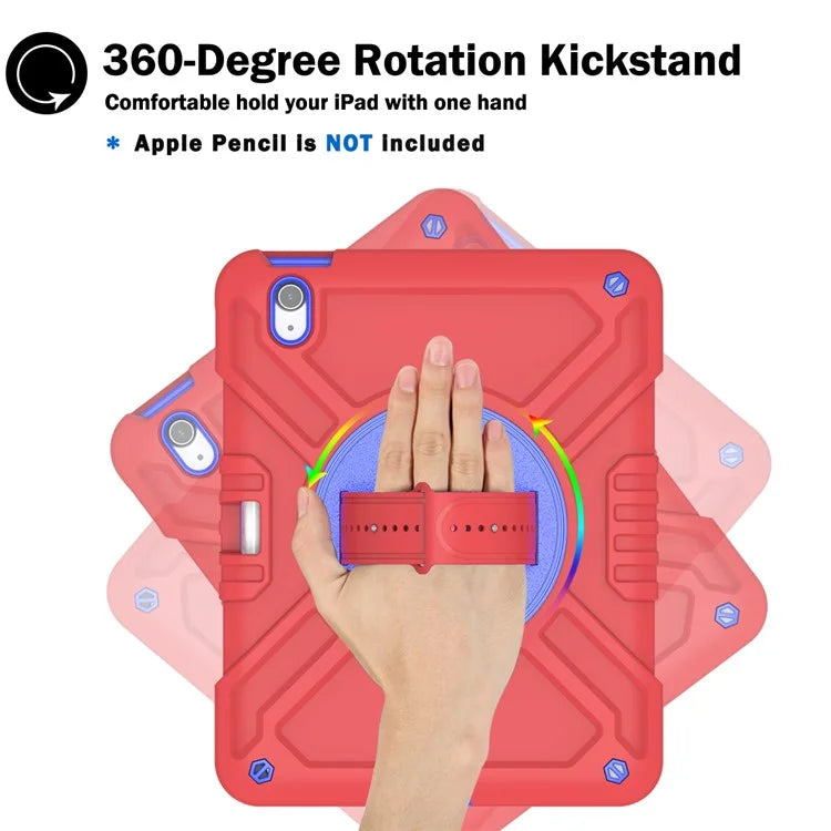 X-Shaped Series for iPad Air 11 (2024) Case Kickstand PC+Silicone Tablet Cover with Shoulder Strap