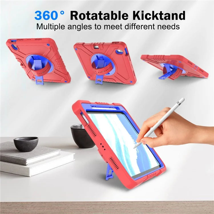 X-Shaped Series for iPad Air 11 (2024) Case Kickstand PC+Silicone Tablet Cover with Shoulder Strap