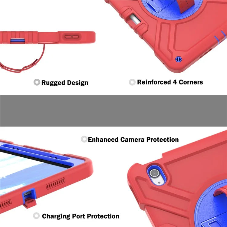 X-Shaped Series for iPad Air 11 (2024) Case Kickstand PC+Silicone Tablet Cover with Shoulder Strap
