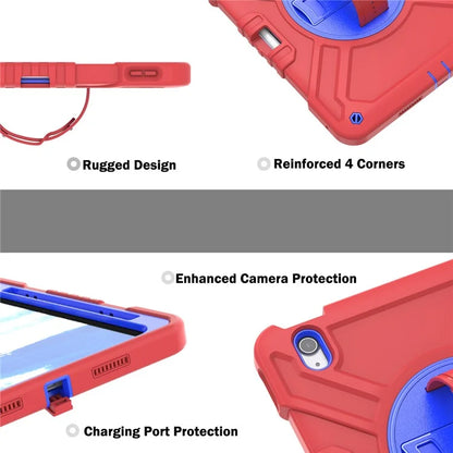 X-Shaped Series for iPad Air 11 (2024) Case Kickstand PC+Silicone Tablet Cover with Shoulder Strap