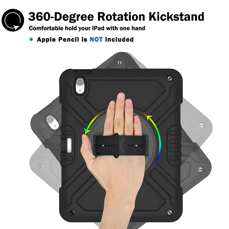 X-Shaped Series for iPad Air 11 (2024) Case Kickstand PC+Silicone Tablet Cover with Shoulder Strap